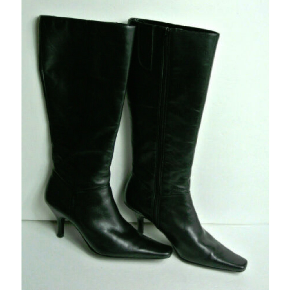 Bandolino Knee High Black Leather Boots Size 8.5